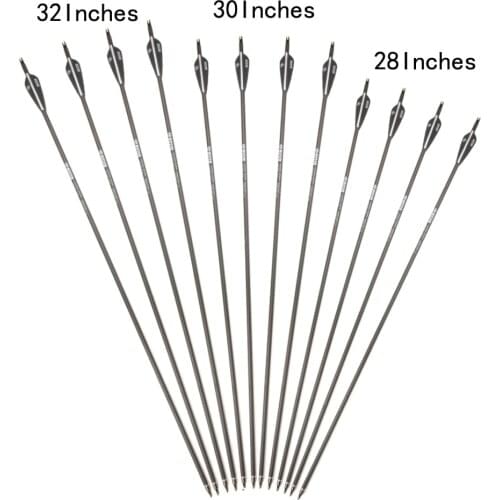 28/30/32 Inches Spine 500 Carbon Arrows with Replaceable arrowhead for Recurve/Compound Bows Archery Hunting