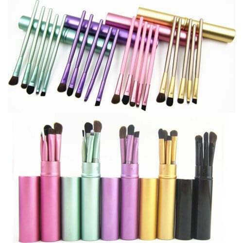 Taoye Teemo 5pcs Eye Makeup Brushes Set Eye shadow Eye Liner Shadow Brushes Kit Pony Hair Black Makeup Tool With Cup Tube Holder