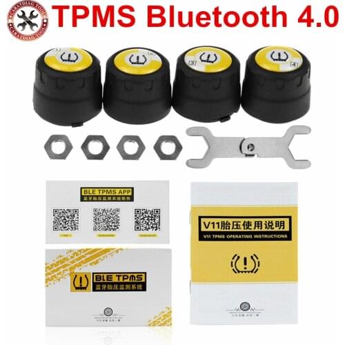 Universally New Version TPMS Bluetooth 4.0/5.0 with 4pcs External Sensor support Android & IOS phone Wireless Easy to Use