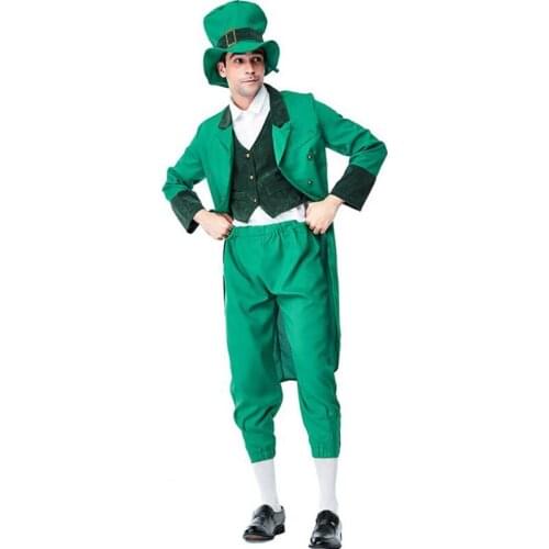 Adult Men Lucky Charms Leprechaun Irish Party Dress St Patricks Day Fancy Dress Costume Outfit Performance Cosplay Clothing