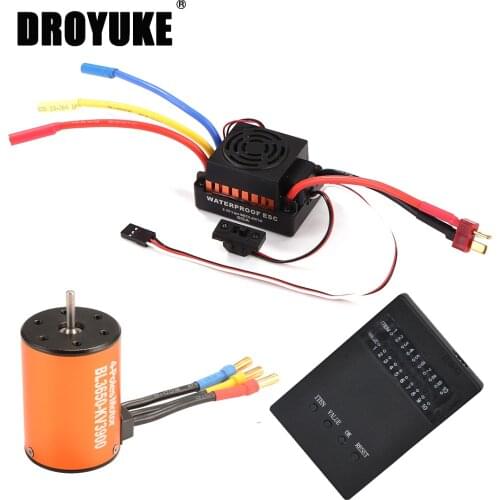 Waterproof 3650 3900KV 4 poles Sensorless Brushless Motor with 60A Electronic Speed Controller Combo Set for 1/10 RC Car