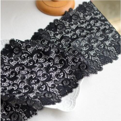 1 meter high quality Embroidered black mesh lace ribbon appliques water soluble Lace Trims handmade sewing Diy craft 19cm