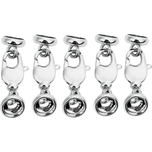 5 Sets Rhodium 3.5/5/6.5mm Leather Cord Kumihimo End Caps Tips Lobster Clasps Accessories