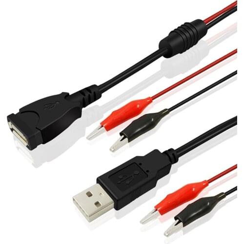 Alligator Clips Crocodile Wire To USB Tester For DC Voltage Meter Ammeter 30CM New