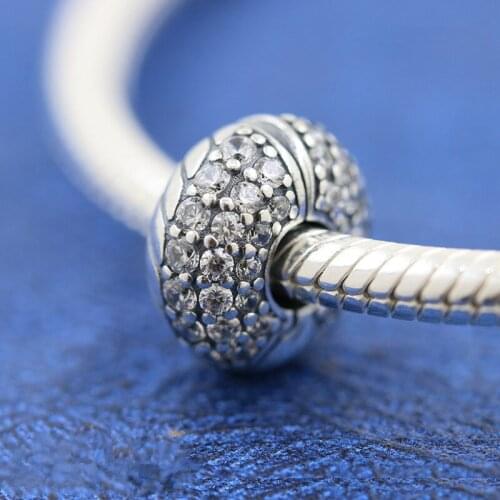 2020 New Autumn 925 Sterling Silver Pave Snake Chain Pattern Clip Charms bead Fit Bracelet Original DIY Fine Jewellery For Women