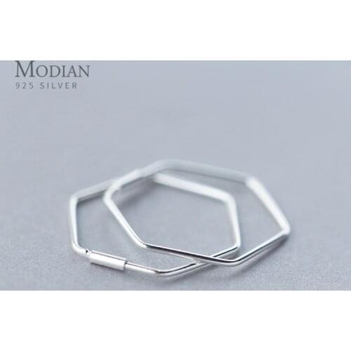 Modian Charm Simple Geometric Luxury Silver Hoop Earrings For Women Real 925 Sterling Silver Cute Tiny Classic Jewelry Gift