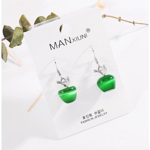 6 Colors Fashion Cute Fruit Opal Stone Apple Earrings Crystal Dangle Earring for Women Jewelry Pendientes Mujer Moda 2020