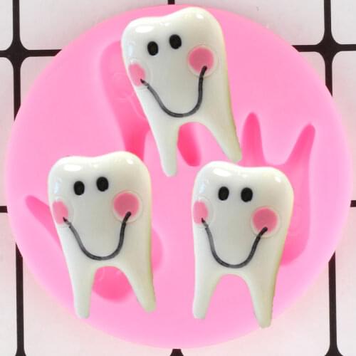 Tooth Silicone Mold Baby Birthday Cupcake Topper Fondant Cake Decorating Tools Candy Resin Clay Molds Chocolate Moulds Baking
