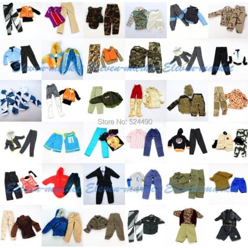 10 sets Handmade Outfit Plug Suit Ball Uniform / army combat uniform / Leasure Wear Clothing Accessories For Barbie Boy Ken Doll