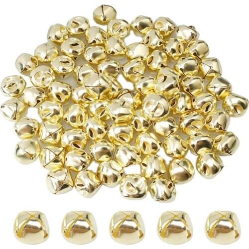 100 Pieces Jingle Bells, 15mm Metal Jingle Bells Mini Craft Bells Beads for DIY Gold