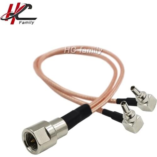 15cm 5.9" RG316 FME Male plug to y type 2 TS9 CRC9 plug angle male connector splitter