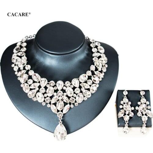 2021 Jewelry Sets Women Party CHEAP Luxury Big Dubai Jewelry Set Gold Colorful Drop Earrings Necklace Set F1076 Statement CACARE