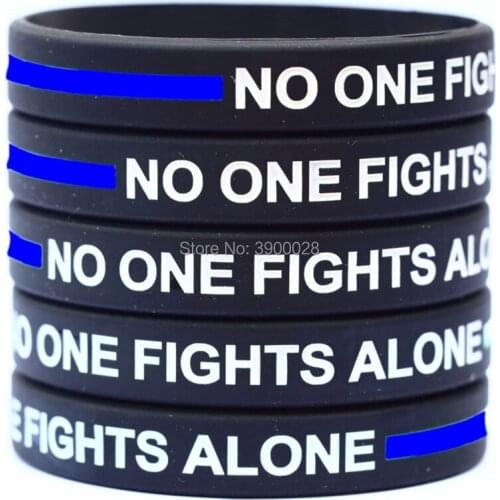 300pcs Thin Blue Line No One Fights Alone Silicone Wristband Bracelet Free Shipping By DHL