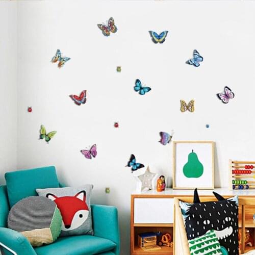 9pcs PVC Wall Sticker Butterfly Wall Decal Window Toilet Refrigerator Furniture Sticker Wallpaper for Kids Bedroom Home Decor