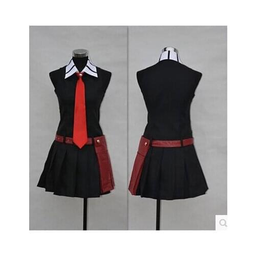 Akame Ga Kiru! Anime cosplay Kurome Black suit Dresses cos halloween party full set 5in1(dresses+tie+Leather belt+Wrist+gloves)