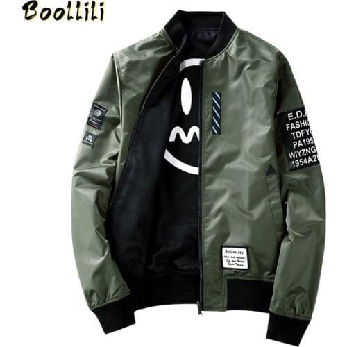 Boollili New 2020 Army Green Spring Jacket Men Bomber Jacket Mens Coat Casual Both Sides Wear Mens Jackets Baseball Clothing