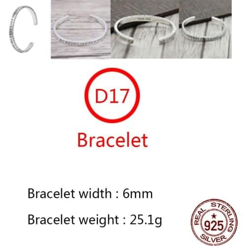 D17 925 sterling silver bracelet personality retro simple punk hip-hop style cross letter fashion opening shape birthday gift