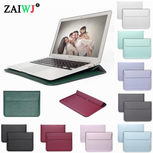 PU Leather Laptop Sleeve Bag For Macbook XiaoMi Air 13 M1 A2337 Pro 13.3 16 15 12 inch Case for Huawei Matebook 14 Stand Cover