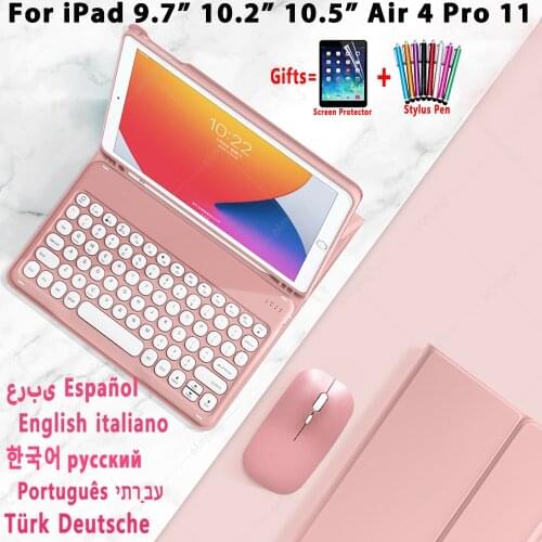 Magic Keyboard Case for iPad Air 4 4th 10.9 2020 3 3rd 10.2 7 7th 8 8th Pro 11 10.5 9.7 6th 5th Russian Spanish Korean Keyboard