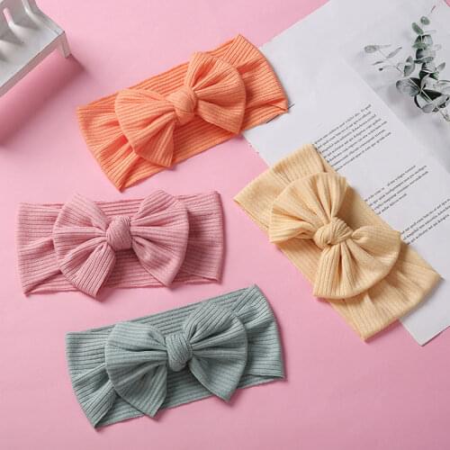 Kids knitting Knot Bow Headband High Elasticity Wide Brim Headband Solid Color Soft Wide Head Wrap Breathable Hair Accessories