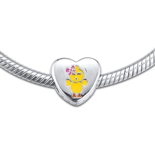 DIY Fits for Pandora Charms Bracelets Beads 100% 925 Sterling-Silver-Jewelry with Yellow Enamel Free Shipping