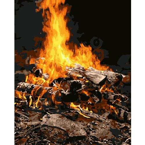 Firewood, burn. Landscape Picture Drawing Living Room Acrylic Holiday Gifts Linen Decor Art Big Size