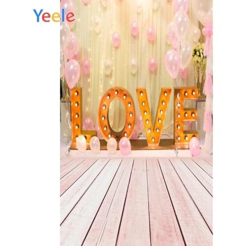 Yeele Wedding Valentines Day Love Wood Board Wooden Floor Photo Backdrop Photography Balloon Baby Birthday Background Photocall