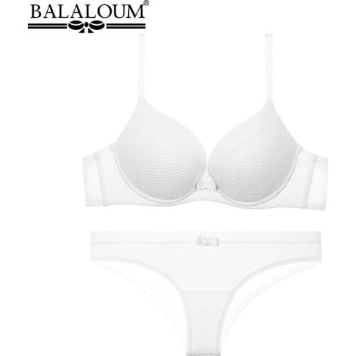BALALOUM Women Sexy Push Up White Bra Briefs Sets Female Brassiere Underwear Seamless Panties Lingerie Set High Quality
