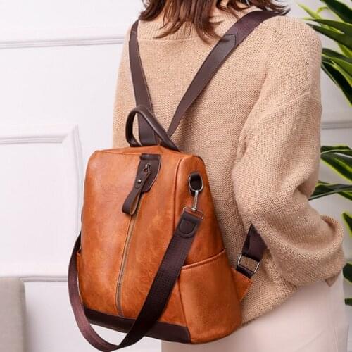 Fashion Vintage pu leather Backpack School Backpack Fashion Casual Solid Color Travel Backpack handbag Storage Bag