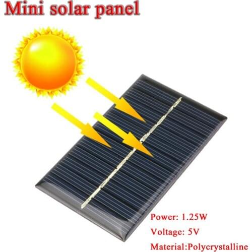 NEW 110 * 69mm Mini 5V 1.25W Solar Panels DIY Portable High Efficiency Output Solar Panels for Cell Phone Toy Charger