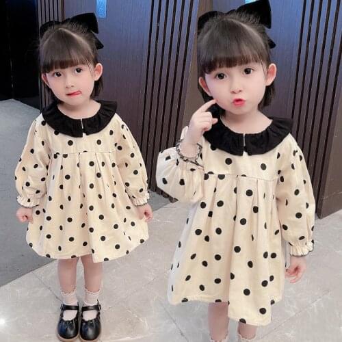 Girl Dress Kids Baby Gown 2021 Dots Spring Autumn Toddler School Uniform Dresses Christmas Cotton Children Clothing