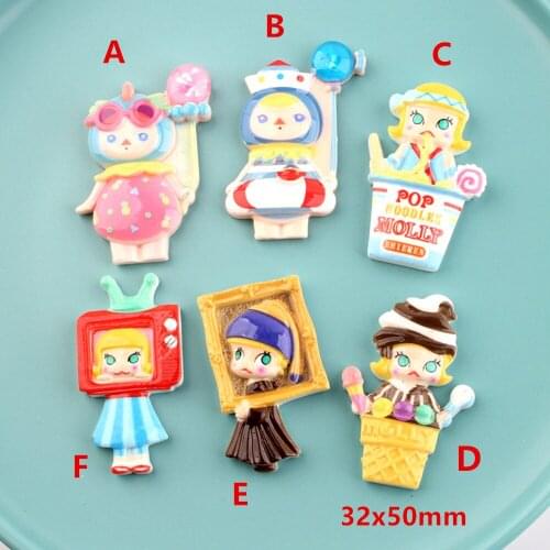 DIY resin Flatback Cartoon Girl charms cabochon 10pcs big Lovely Girls ornament craft pendants decoration jewelry making
