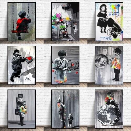 Portrait Graffiti Art Street Art Mural Poster Family Room Childrens Room Bedroom Wall Decoration Canvas Art (No Frame)