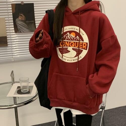 Plus size clothes sweatshirt women Korean streetwear tops printed long-sleeved pullover oversized Harajuku hoodie
