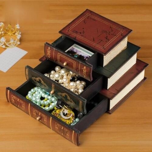 European Style Retro Storage Props Fake Books Office Decoration Accessories Simulation Book Wooden Jewelry Box