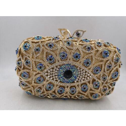 Luxury Unique Rhinestone Evil Eye Crystal Jelly Purse Girls Party Shoulder Handbag Women Clutch Evening Bag