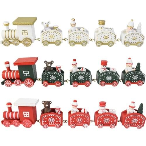 Christmas Ornament Train Wood Craft Christmas Decoration 2021 Navidad New Year Gift Kids Toy Xmas Noel Home Decoration Supplies