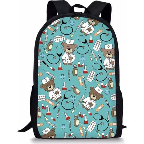 Cartoon Bear Nurse Pattern Backpack To School Student Children School Bags For Teenage Girls Schoolbag Backpacks Mochila Escolar