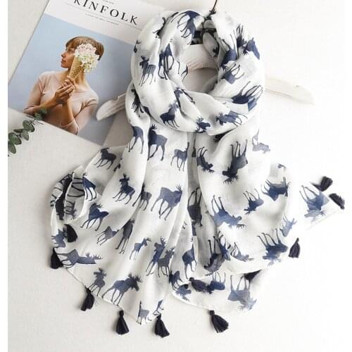 VISROVER scarf women brand 2018 fashion horse animal print with tassel summer scarf long silk scarf shawl ladies head scarfs