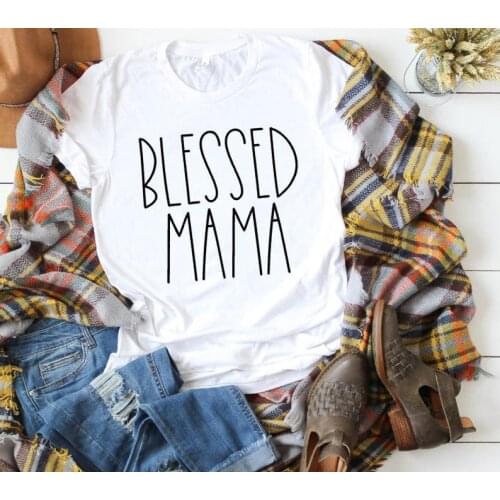 Skuggnas New Arrival Blessed Mama T-shirt Blessed Mama t shirts Mama tee Short Sleeve Fashion Tumblr Tees Drop Shipping