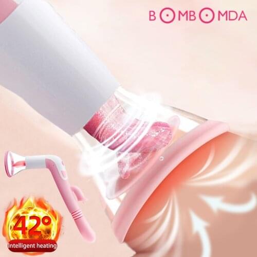 Sucking Vibrator Blowjob Tongue Licking supcionador clitoral Stimulator Telescopic Dildo Vibrator Vagina Sex Toy for Women