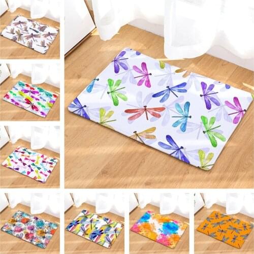 40x60cm Entrance Welcome Doormat Absorbent Bathroom Kitchen Floor Mat Dragonfly Home Rug Anti-Slip Carpet for Living Room