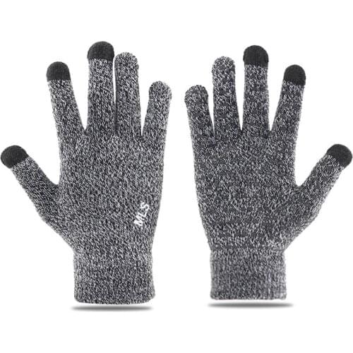 Knit Autumn Winter Spot Warm Gloves Mens Non-slip Wool Outdoor Touch - Screen Gloves