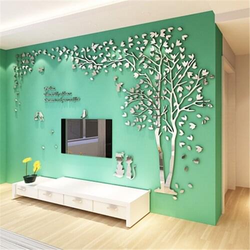 New Mirror wall stickers Cat Tree 3D Stereo Acrylic wall sticker Home decor living room sofa TV DIY sticker Kids room wall deco