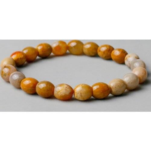 Women Vintage Bracelet Natural Fossilized Coral Handmade Barrel Beaded Men Bracelets Handmade Jewelry Festival Gift