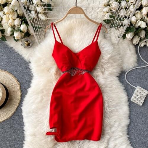 SINGREINY Women Sexy Backless Strap Dress Design V Neck Sleeveless Tassel Slim Party Dress Summer Off Shoulder Solid Short Dress