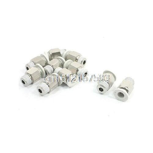 10 Pcs 1/4"NPT Male Thread 6mm Tube Push In to Straight Connect Quick Fittings