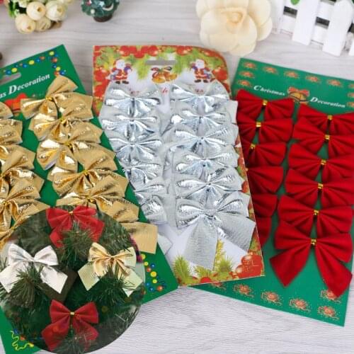 12 Pcs/set Christmas Ornaments Bow Tie Christmas Tree Pendant Decor Party Decoration Baubles 2021 New Year Decorations for Home
