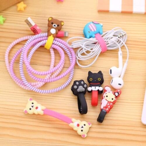 250pcs/lot Lovely Elephant Bear Cartoon Cable Winder Headphone Earphone Cable Wire Organizer Cord Holder For iphone samsung