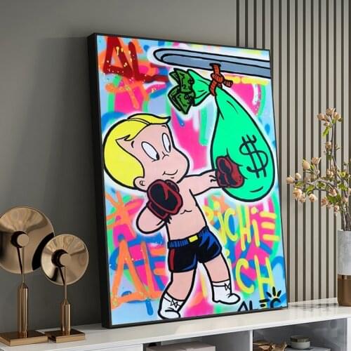 Alec Monopoly Richi Money Graffiti Art Canvas Paintings On the Wall Art Posters and Prints Street Art Canvas Pictures Home Decor